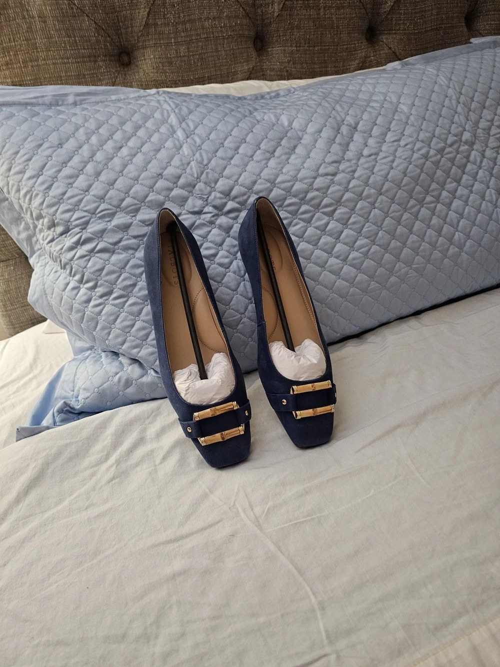 Talbots Blue Suede Bamboo Buckle Flats - Picture 4 of 4